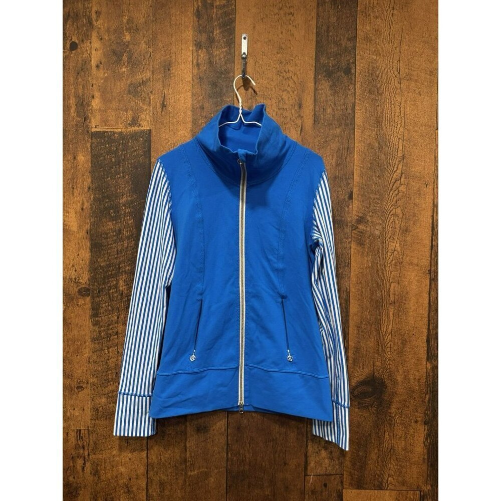Lululemon Daily Yoga Jacket Beaming Blue / Classic Stripe Size 8 EUC - Picture 2 of 6